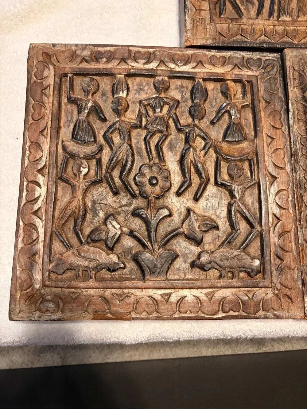 Custom Hand-Carved Tribal Wood Wall Plaques – Rustic Home Wall Decor Set
